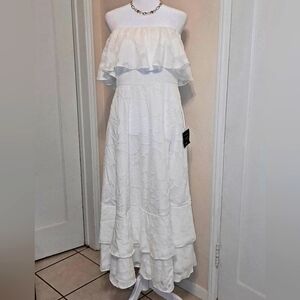 NEW Lulu's Floral Embroidered Sleeveless Ruffle Maxi Dress Large